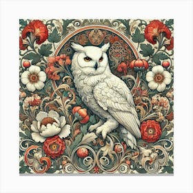 william morris white owl with flowers Stampe su tela