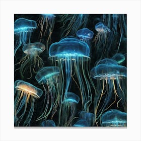 Bioluminescent Jellyfish Abstract Fractal Patternin The Jungle By Jacob Lawrence And Francis Pi 987961941 (1) Canvas Print