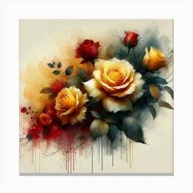 Watercolor design with beautiful roses oil painting abstract 20 Canvas Print