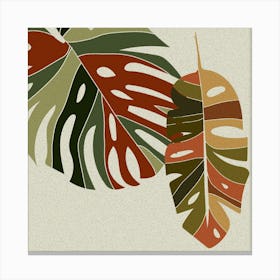 Tropical Leaves Plants Leaves Monstera Boho Retro Nature Canvas Print