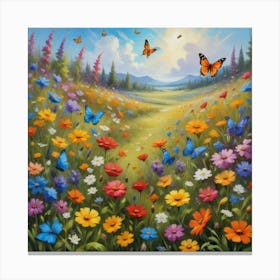 Nature Wildflowers paintings art print 1 Canvas Print