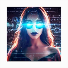 Futuristic Woman With Futuristic Technology Canvas Print