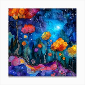 Night In The Magic Forest Canvas Print