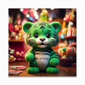 Firefly Cheerful Little Green Tiger In A Whimsical Candy Shop 12813 (2) Canvas Print