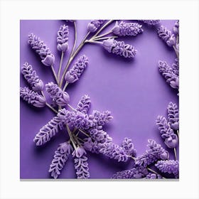 Lavender Flowers On Purple Background Canvas Print