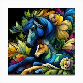 Colorful Horse And Foal Canvas Print