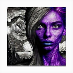 Purple Starry Night Canvas Print