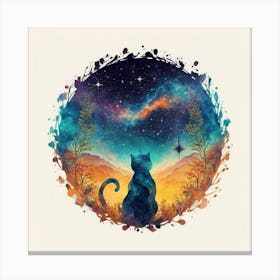 Cat In The Night Sky Canvas Print