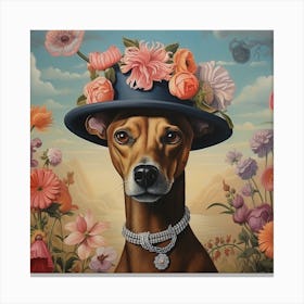 Dog In Hat Canvas Print