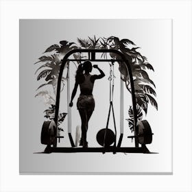 Silhouette Of A Woman At The Gym 1 Canvas Print