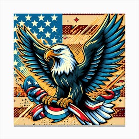 American Eagle On American Flag Canvas Print