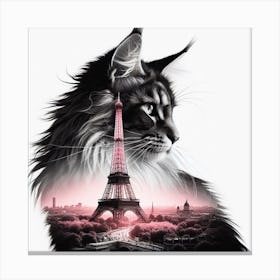 Maine Coon Сat silhouette 3 Canvas Print