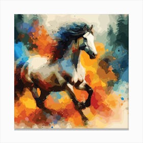 Portrait Of A Horse Running In Style Vectorized Version In Raster Format Canvas Print