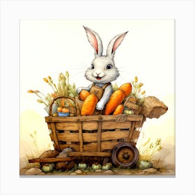 Rabbit In A Basket Canvas Print