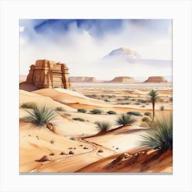 Watercolor Desert Landscape 2 Canvas Print