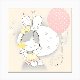 Little Bunny Watercolour Nursery Canvas Print