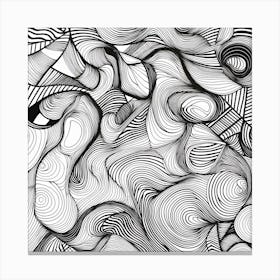 Wavy Sketch In Black And White Line Art 5 Canvas Print
