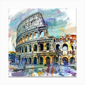 Colosseum Watercolour Painting Canvas Print