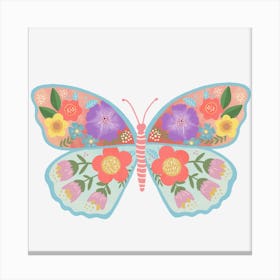 Butterfly With Flowers Canvas Print