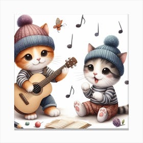 A cat playing a guitar 6 Canvas Print