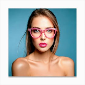 Firefly Blue Eyed Beauty With Pink Glasses And Lips 28883 Canvas Print