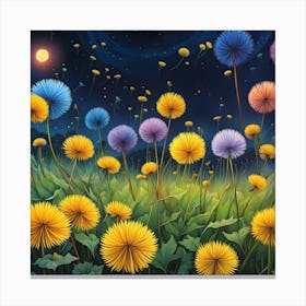 Seeds of Serenity: Dandelion Illustration Canvas Print