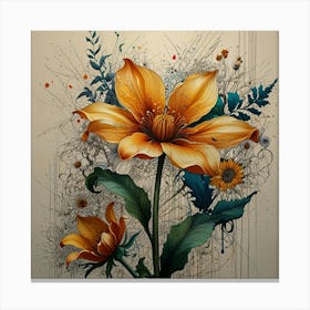 Flowers On A Wall Canvas Print