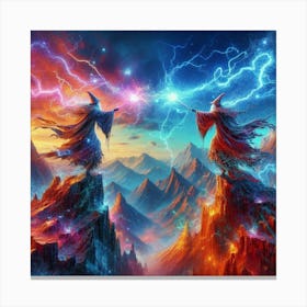 Two Wizards Fighting paintings art print Canvas Print