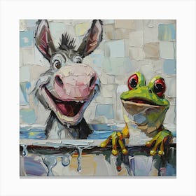 Donkey And Frog 3 Canvas Print