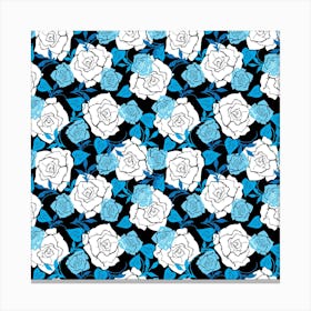 White And Blue Rose Flowers Canvas Print