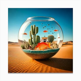 Firefly Giant Fishbowl, Desert, Goldfish, Elephant Sized, Swimming, Cacti, Human Faces, Caravan, Sna (10) Canvas Print