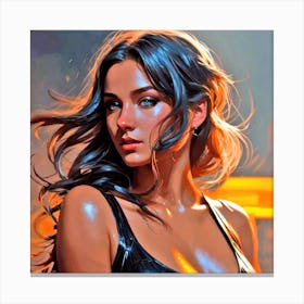 Woman In A Black Top Canvas Print