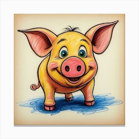 Cartoon Pig 3 Canvas Print