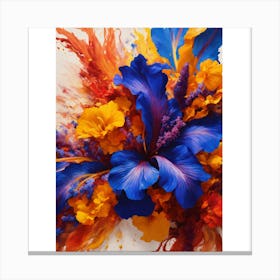 Blue And Orange Flowers Canvas Print