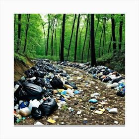 Forest Pollution Garbage Trash Waste Debris Litter Rubbish Environment Ecological Crisis Canvas Print