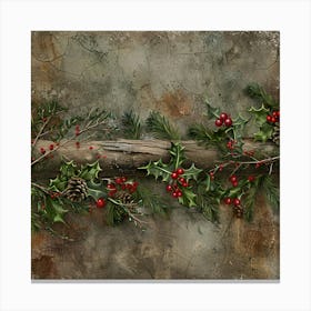 Yule Inspired Banner Texture With Mistletoe Canvas Print