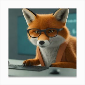 Fox In Glasses 1 Canvas Print