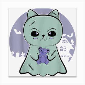 Cute Anime Black Cat Ghost And Goth Teddy Bear For Halloween Toile