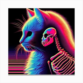 Cat And Skeleton Canvas Print
