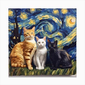 Starry Night Cats 11 Canvas Print