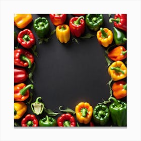 Colorful Peppers In A Circle 4 Canvas Print