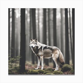 Wolf In The Forest 25 Canvas Print