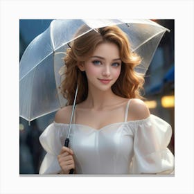 Beautiful Girl With Umbrella Canvas Print