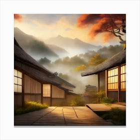 Firefly Rustic Rooftop Japanese Vintage Village Landscape 66846 Canvas Print