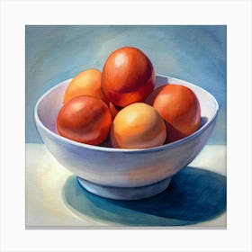 Watercolor Orange Eggs In A Bowl Canvas Print