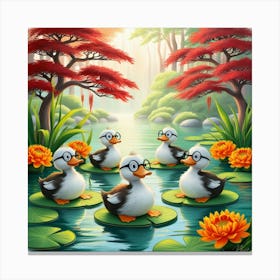 Ducks In A Pond 3 Canvas Print