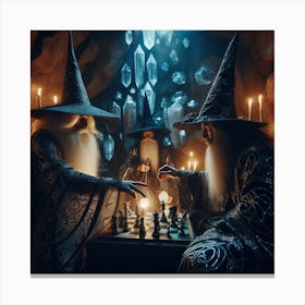 Mages playing chess in a cave 1 Canvas Print