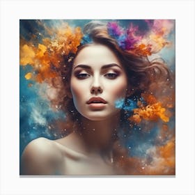 Beautiful Girl With Colorful Hair Canvas Print