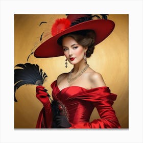 Victorian Woman In Red Dress 11 Canvas Print