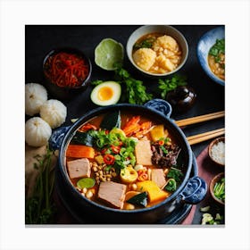 Asian Food In A Bowl Canvas Print